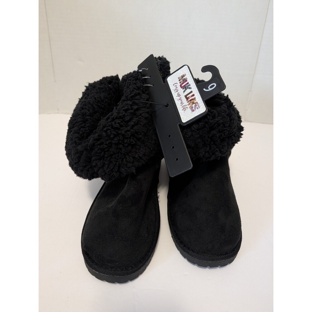 Muk Luks Womens Black Cozy Knit Boots - Size  9. New With Tags
